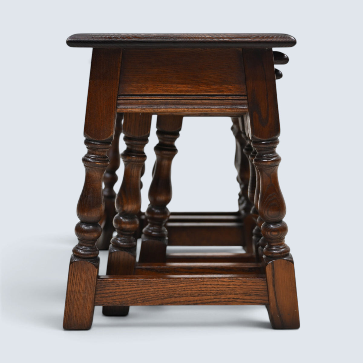 Old Charm Nest of 3 Tables Tudor Brown Finish Model 1494 FREE* UK Delivery