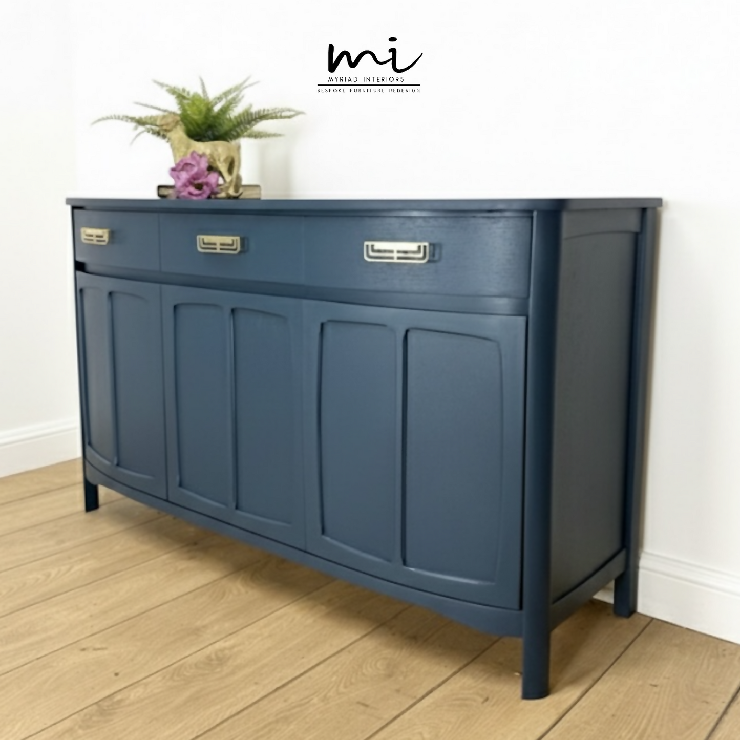 Refinished navy blue Nathan sideboard, mid century modern, tv stand, media unit, teak, drinks cabinet