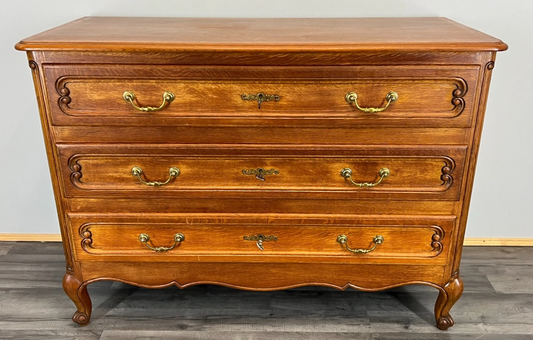 Chest of Drawers Vintage French Louis XVI Style Oak 3 Drawers Cabinet LOT 3770