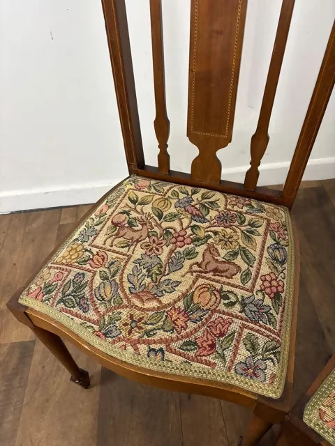 Pair of Edwardian Inlaid Mahogany Chairs