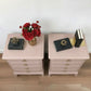 Stag minstrel pink bedside cabinets