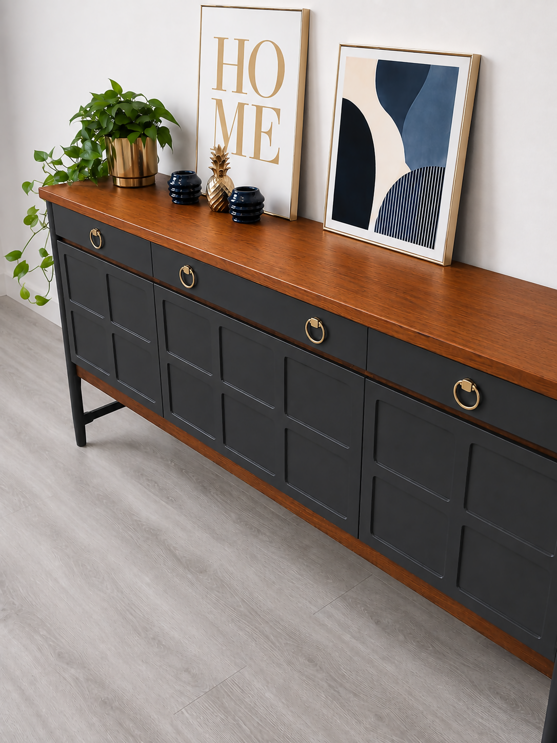 Nathan teak drinks cabinet in dark grey