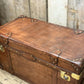 Luxury Hand dyed medium oak leather storage trunk