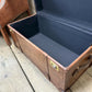 Luxury Hand dyed medium oak leather storage trunk