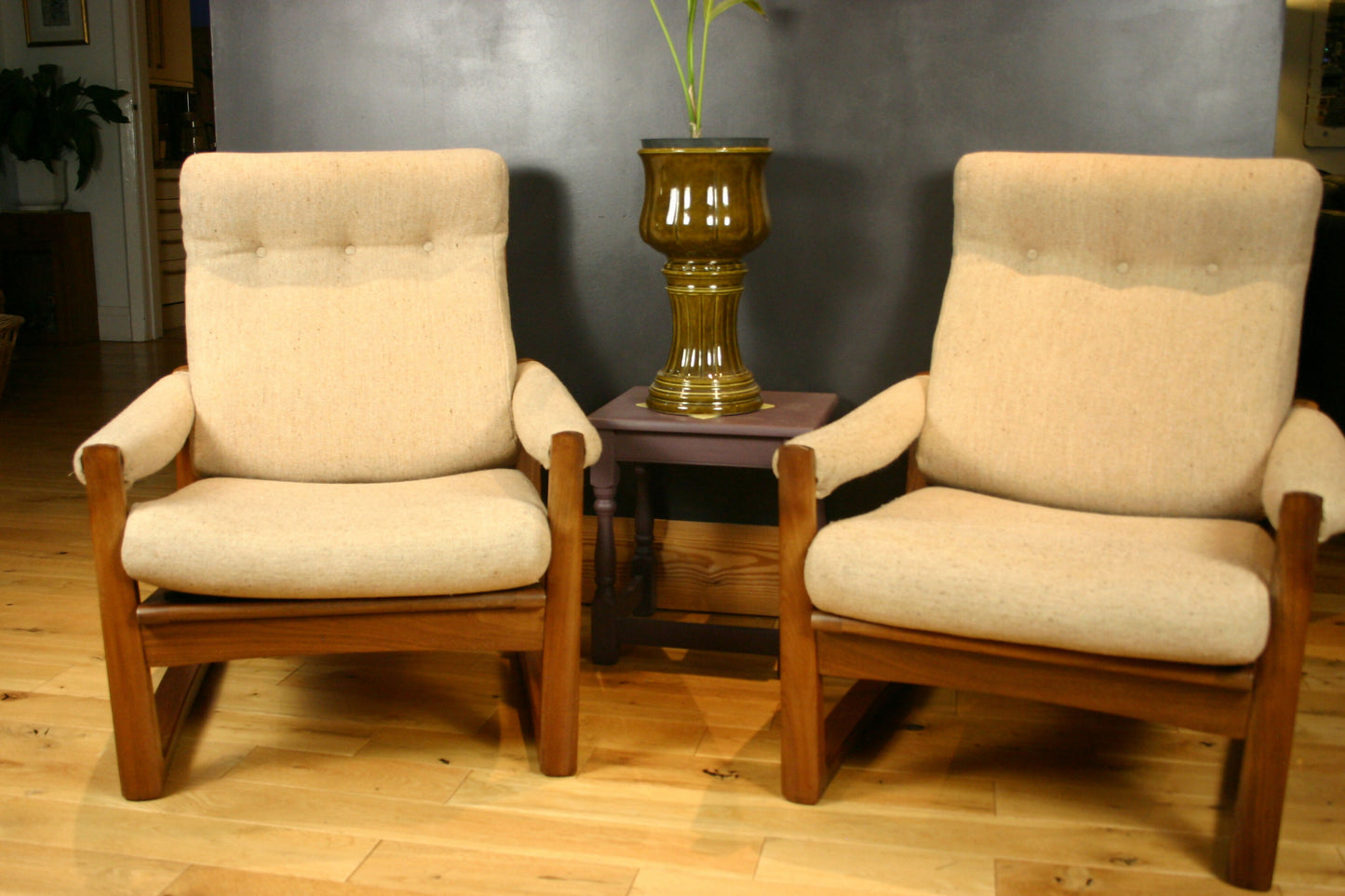 Pair of Mid-Century Guy Rogers ‘Virginia’ Teak Armchairs, 1960s