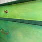 Mid Century Chest of Drawers Hand Painted Green With Gold Legs