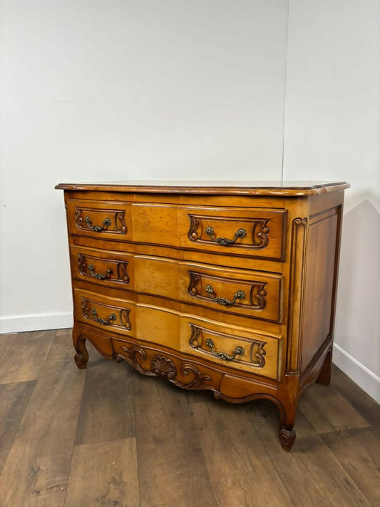 French Style Three Drawer Mahogany Bedroom Chest