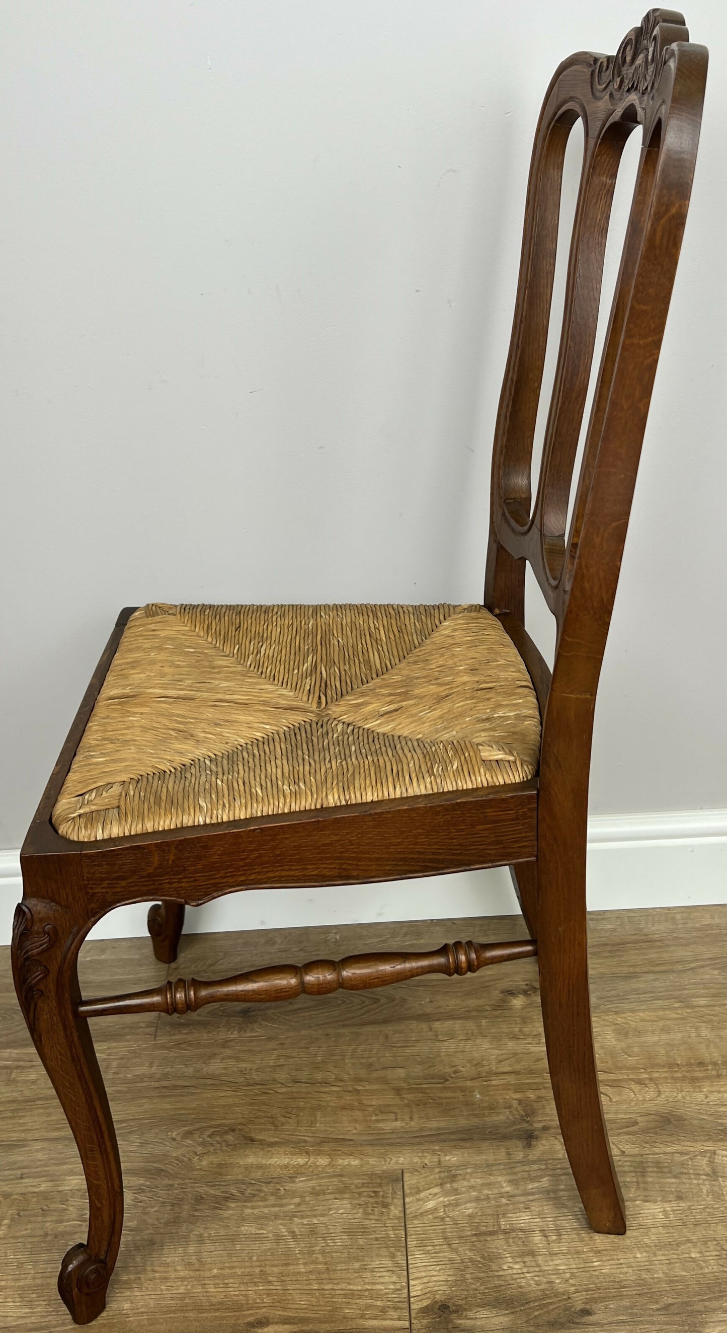 Dining Chairs Vintage French Louis Style Oak Rush Seat Set of 6 Chairs LOT 6348