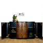 Refinished Art Deco Burl Walnut and Black Sideboard, drinks cabinet, 1930s, buffet