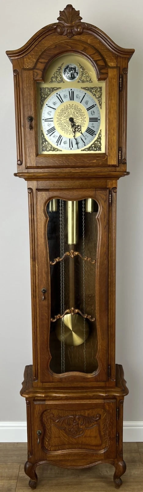 Grandfather Clock Vintage French Louis Style Oak Decorative Clock LOT 4983
