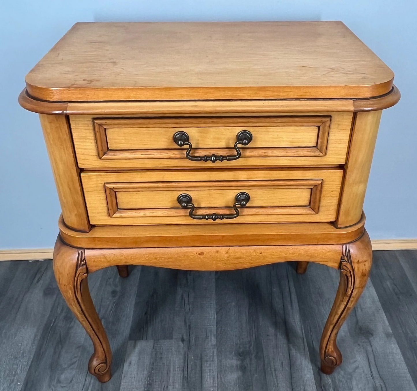 Bedside Table Vintage French Louis XVI Nightstand 2 Drawers Cabinet LOT 3586