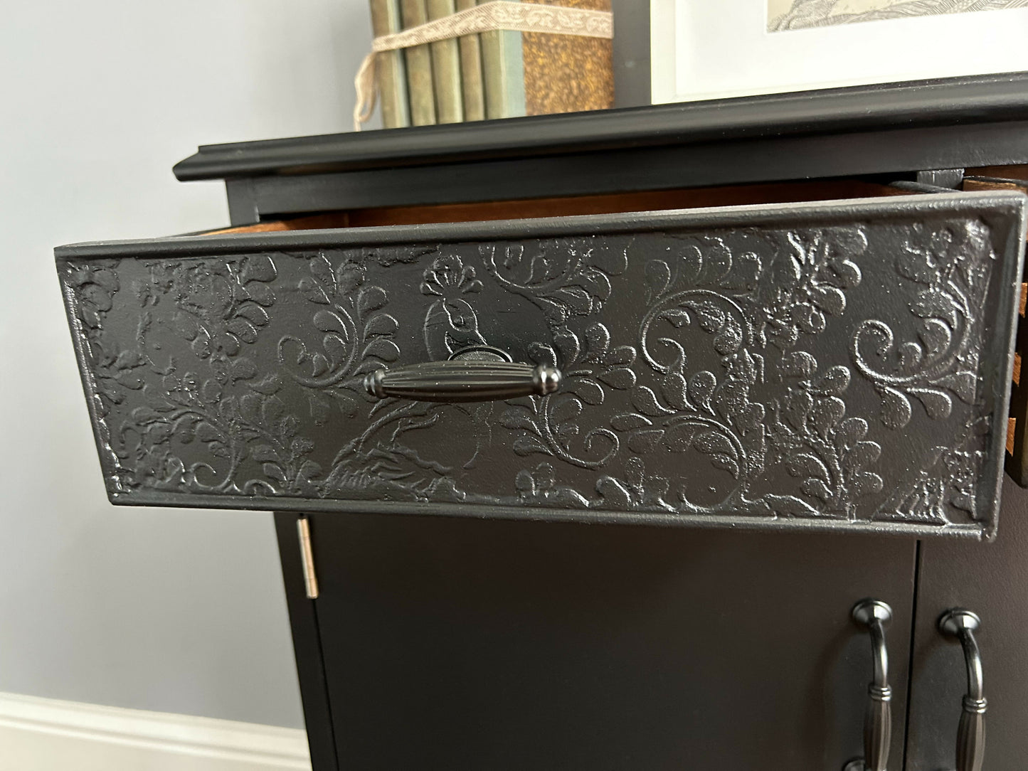 Elegantly restyled Black Sideboard/occasional drawer unit