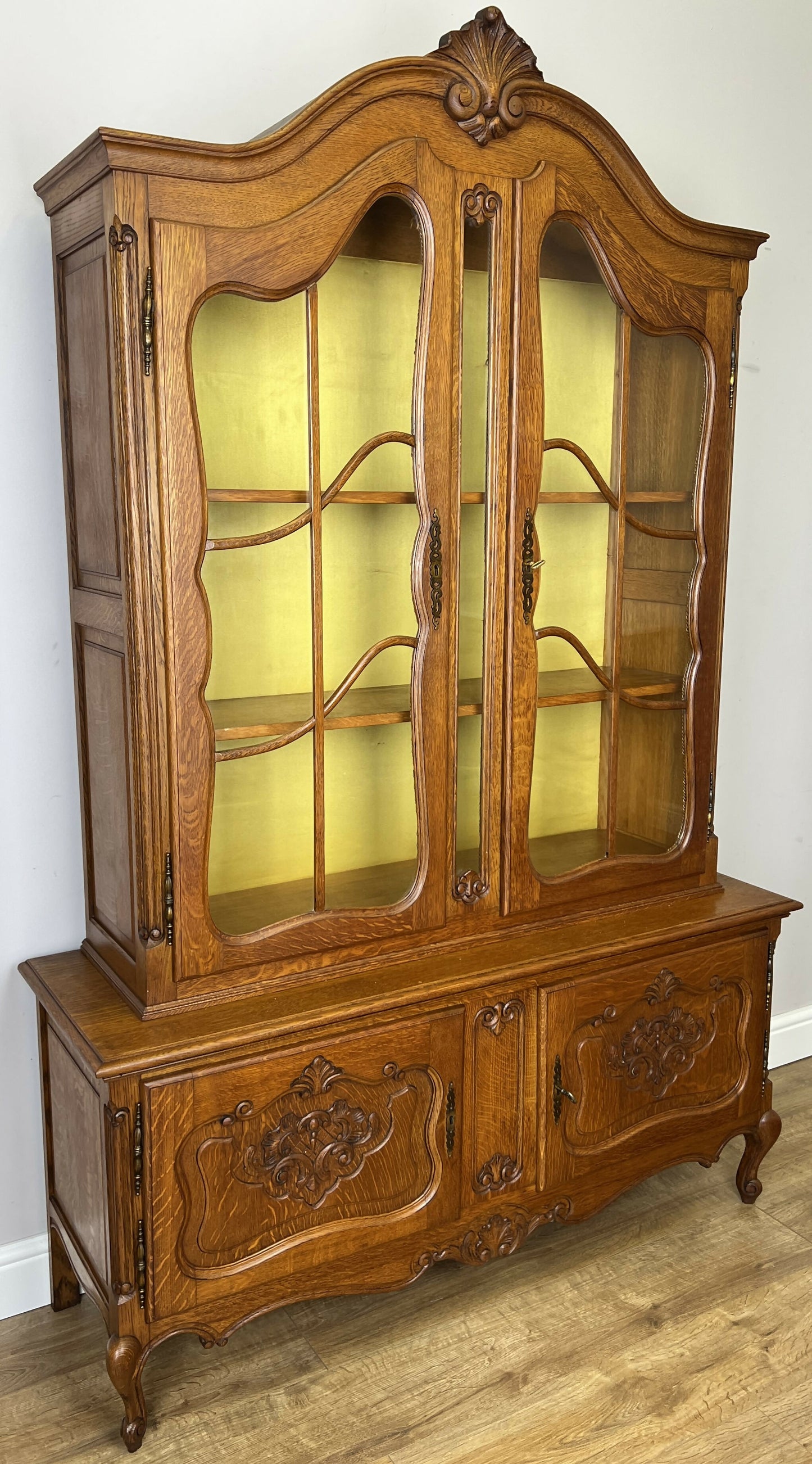 Bookcase Vintage French Louis XVI Oak Display Cabinet Carved Sideboard LOT 6282