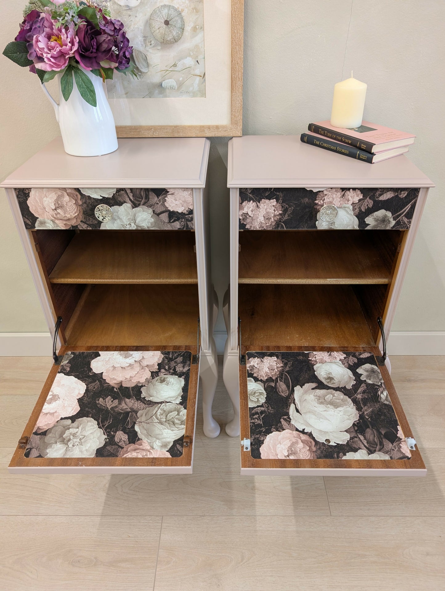 French Style Dressing Table with Matching Bedsides Dusky Pink and Floral
