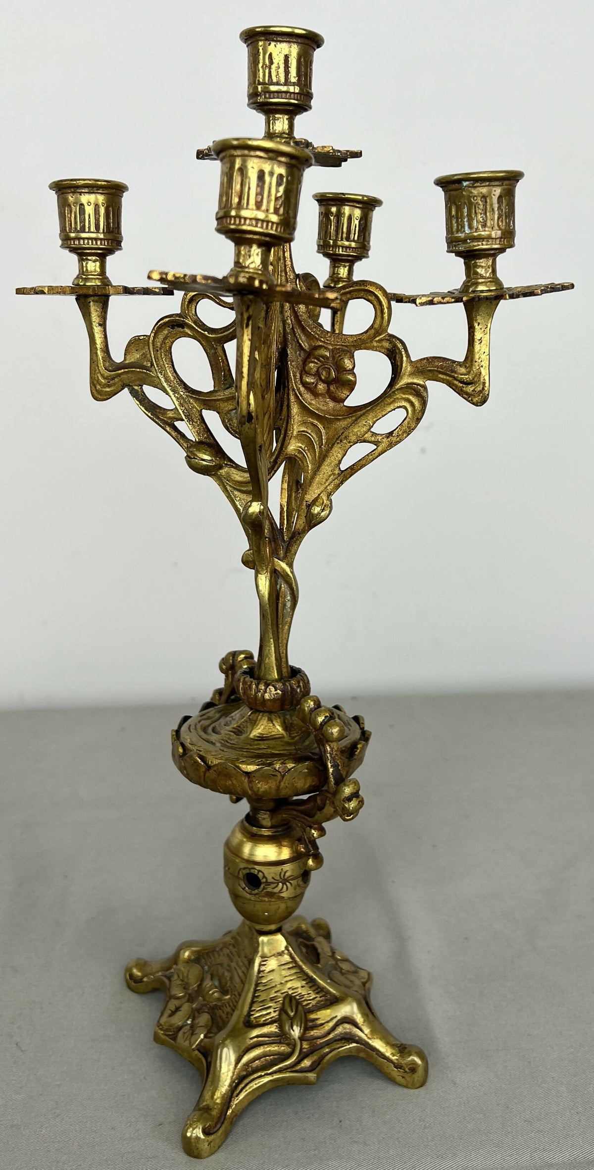 Pair of Candelabras Vintage French Style Ornate 5 Arm Candle Holders LOT 6475