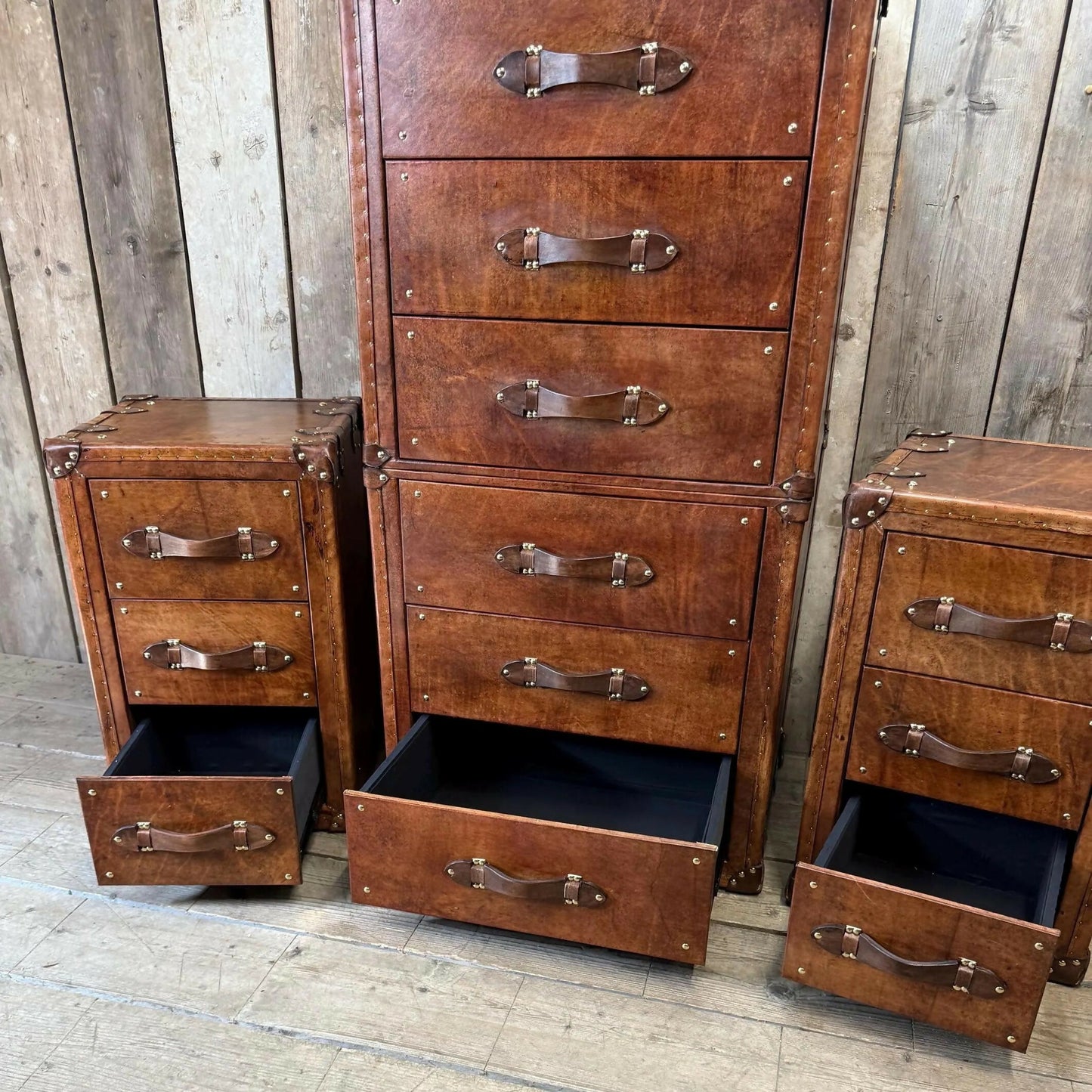 luxury handmade bridle leather bedroom suite set