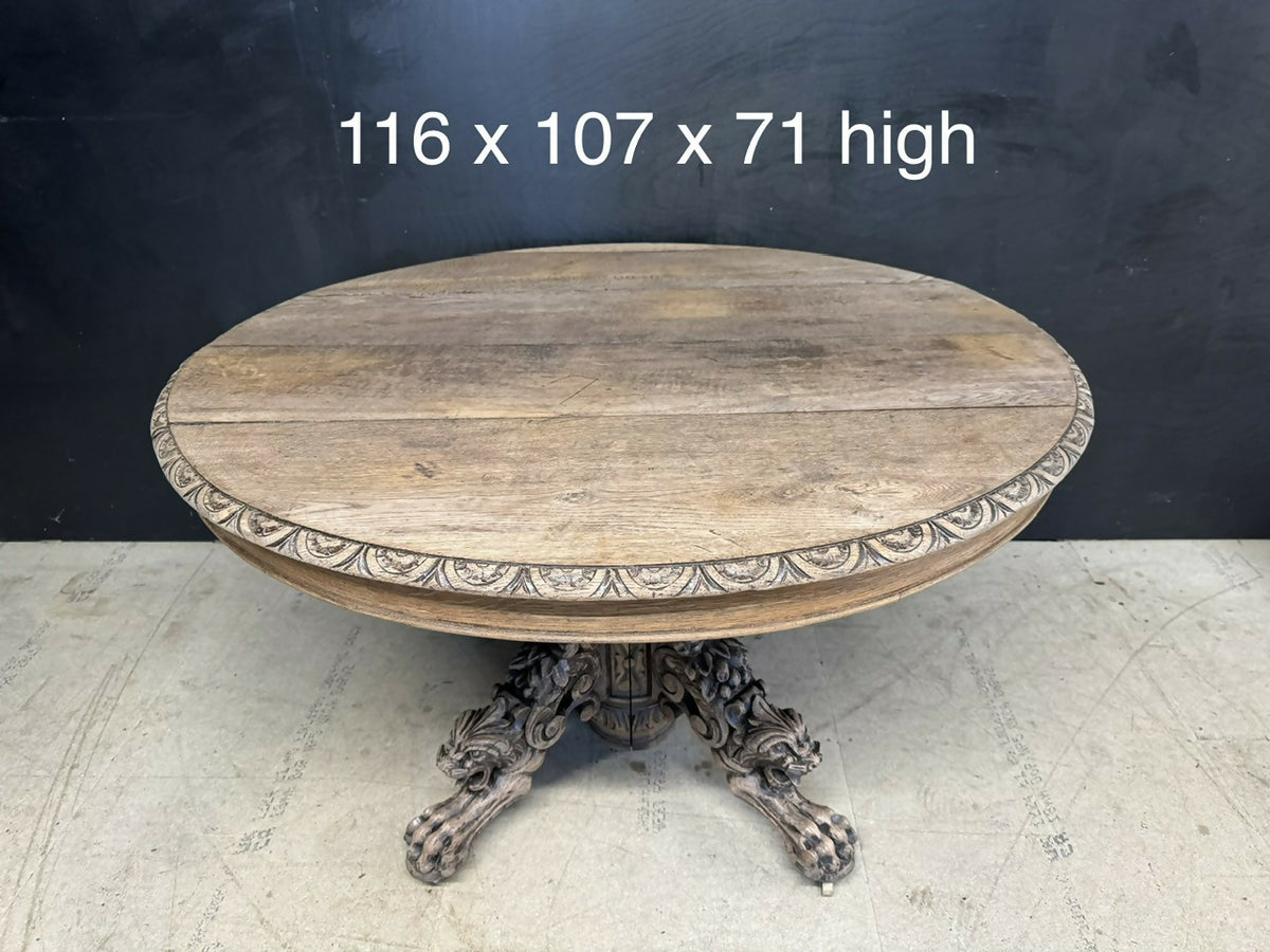 French Carved Oak Hunting Table