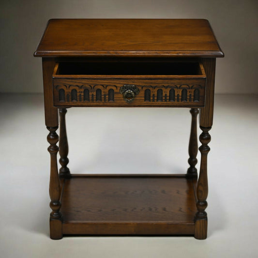 Old Charm Side Table Lamp Table Light Oak Finish With Drawer FREE UK Delivery