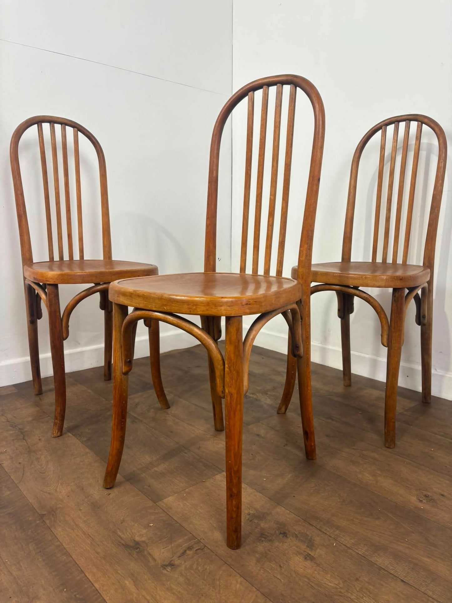 Set of Three Bentwood Spindle Back Dining Chairs