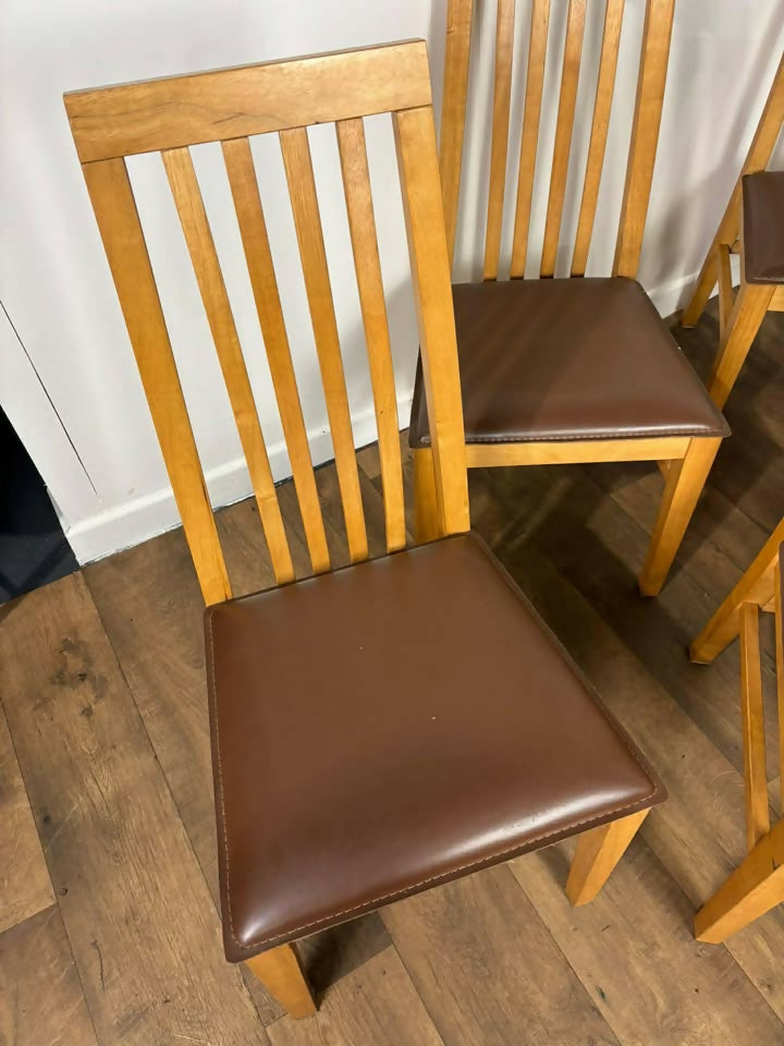 Set Of Six Modern High Back Oak Dining Chairs