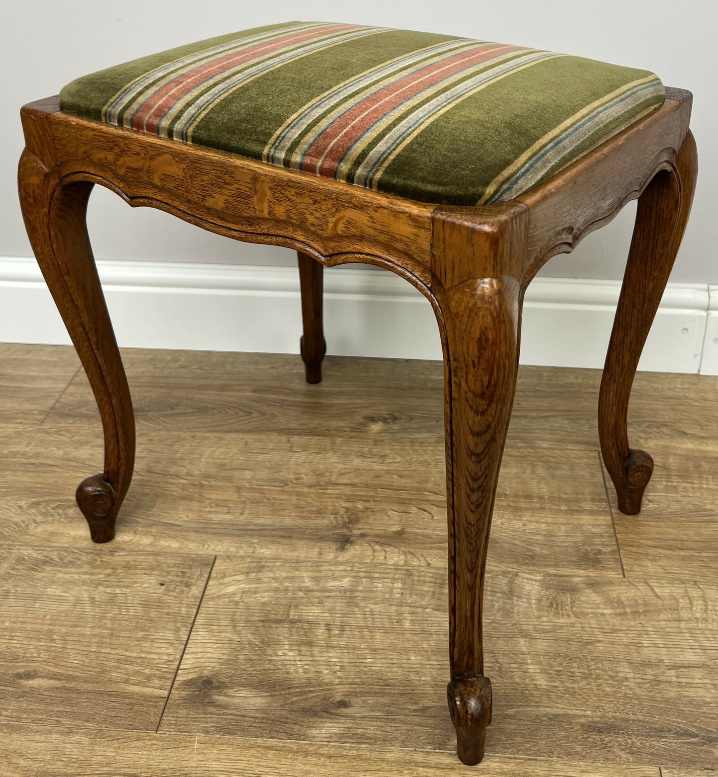 Footstool Vintage French Louis Style Oak Table Stool Upholstered Seat LOT 6229