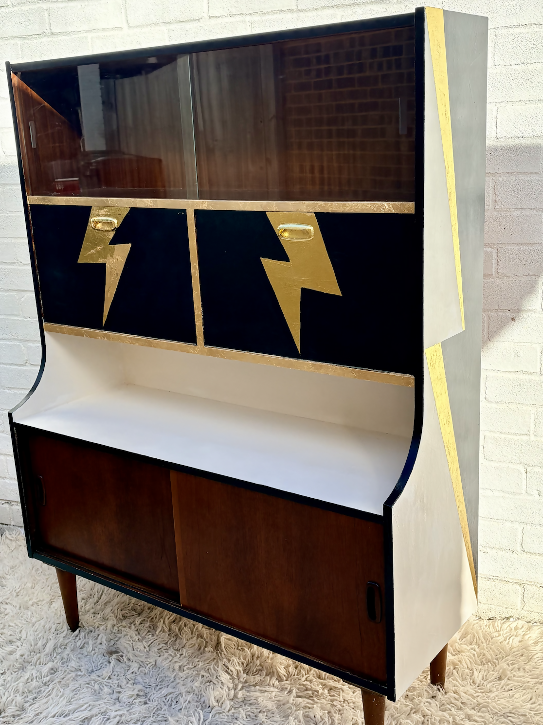 Rock N’ Roll Themed Jentique Mid-century Sideboard Bowie Lightning