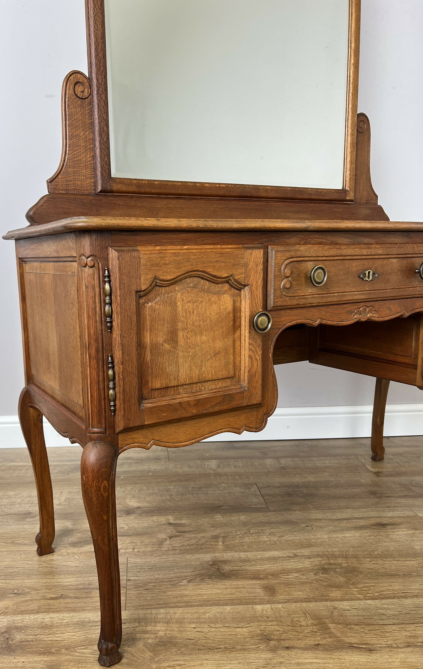 Dressing Table with Mirror Vintage French Oak Louis Vanity Table Makeup LOT 6317