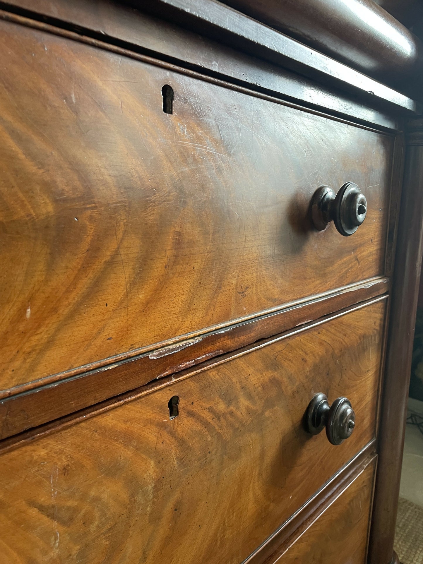 Vintage Tallboy Mahogany Scotch Chest Of Drawers