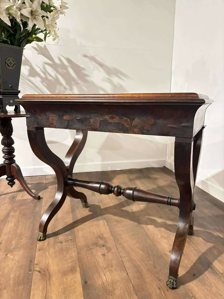 Antique Mahogany Writing Desk with Brass Claw Feet – Full of Character