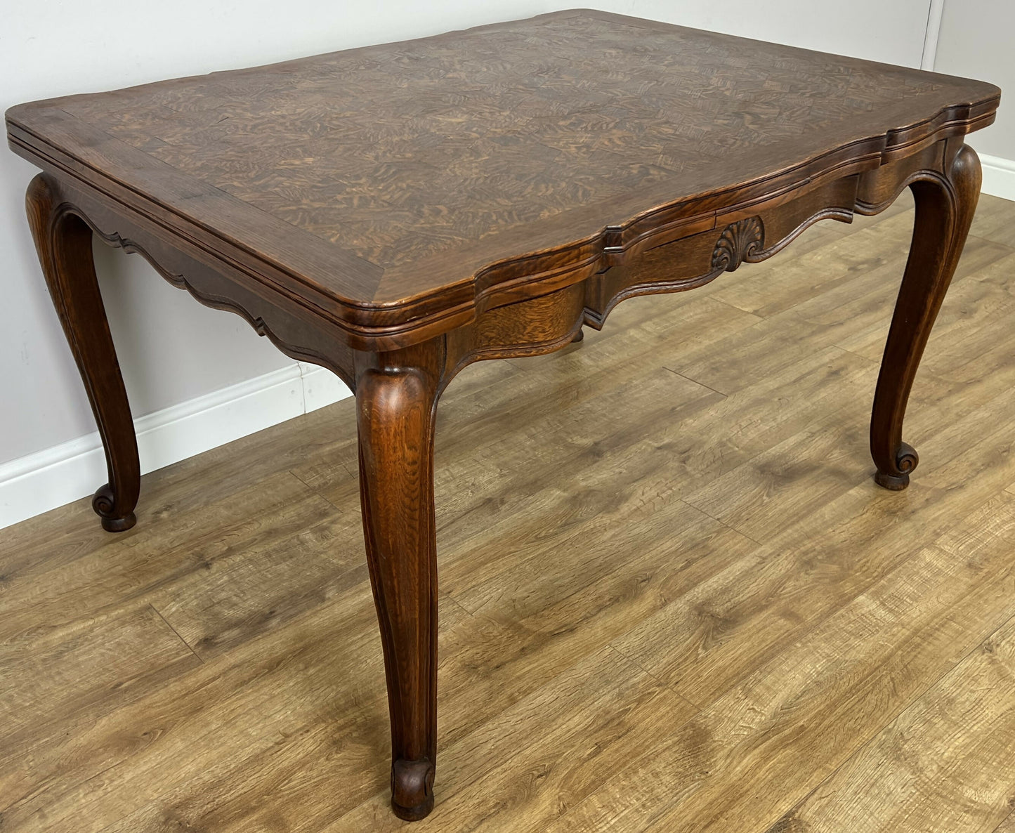Dining Table Vintage French Louis XVI Carved Oak Extendable Table LOT 6354