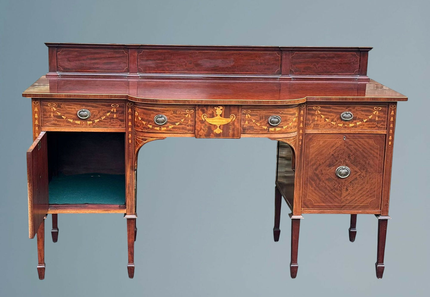 Edwardian Inlaid Mahogany Sheraton Style Sideboard