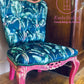 Bold statement accent chair. Pinks,blues and golds