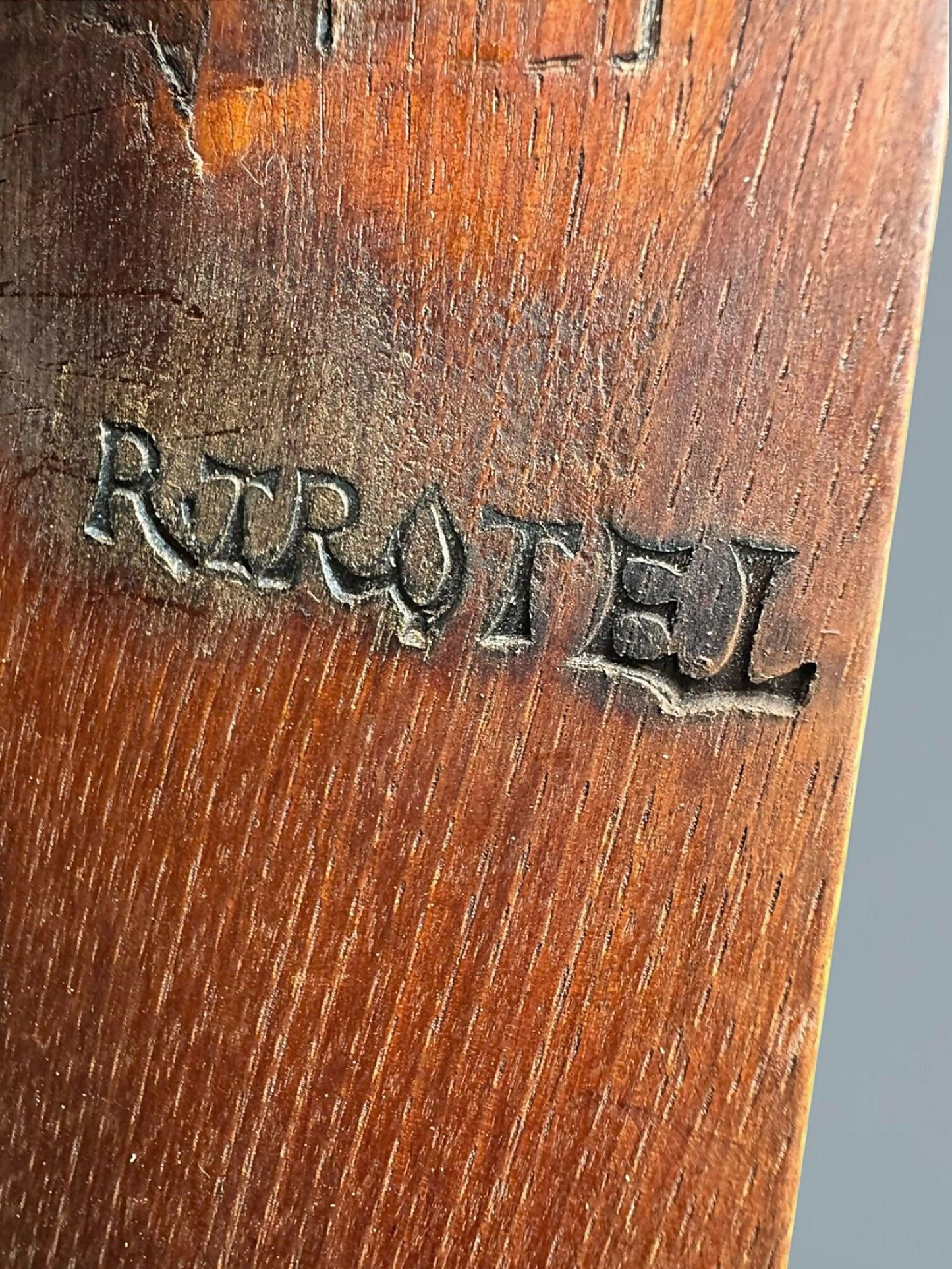 French Provincial Walnut Cupboard Stamped R Trotel