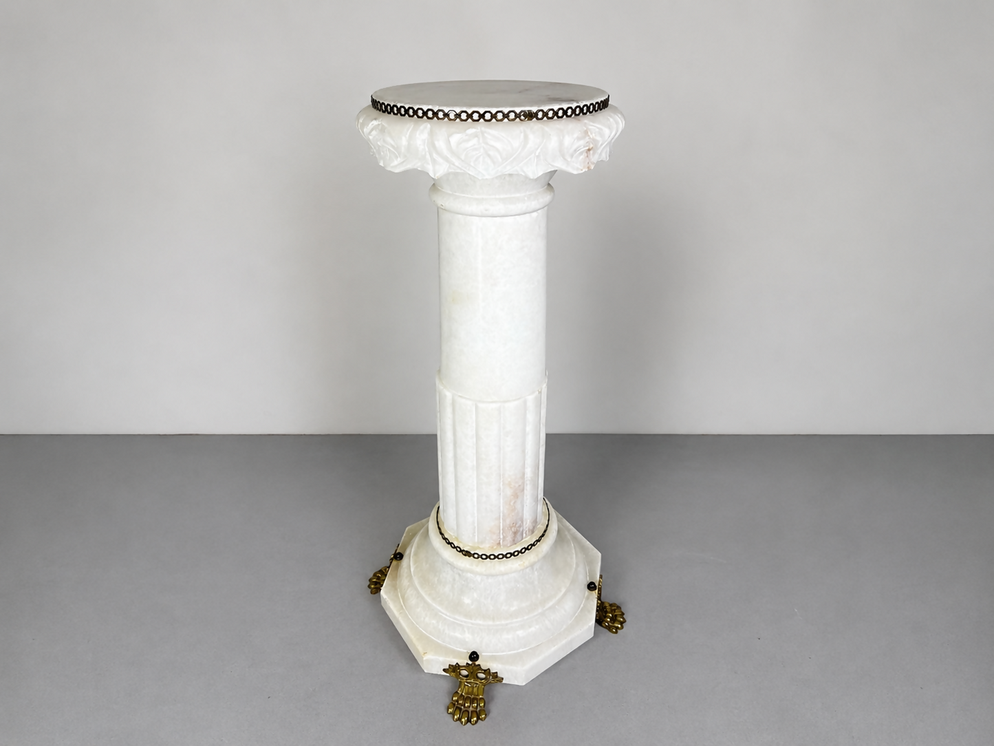 Pedestal Lamp Vintage French Style Alabaster Brass Lighting LOT 5087