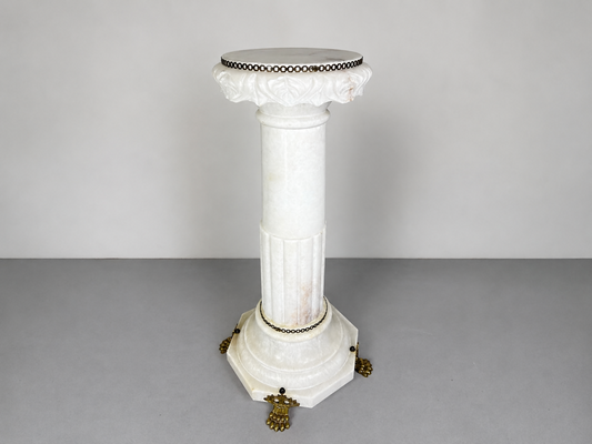 Pedestal Lamp Vintage French Style Alabaster Brass Lighting LOT 5087