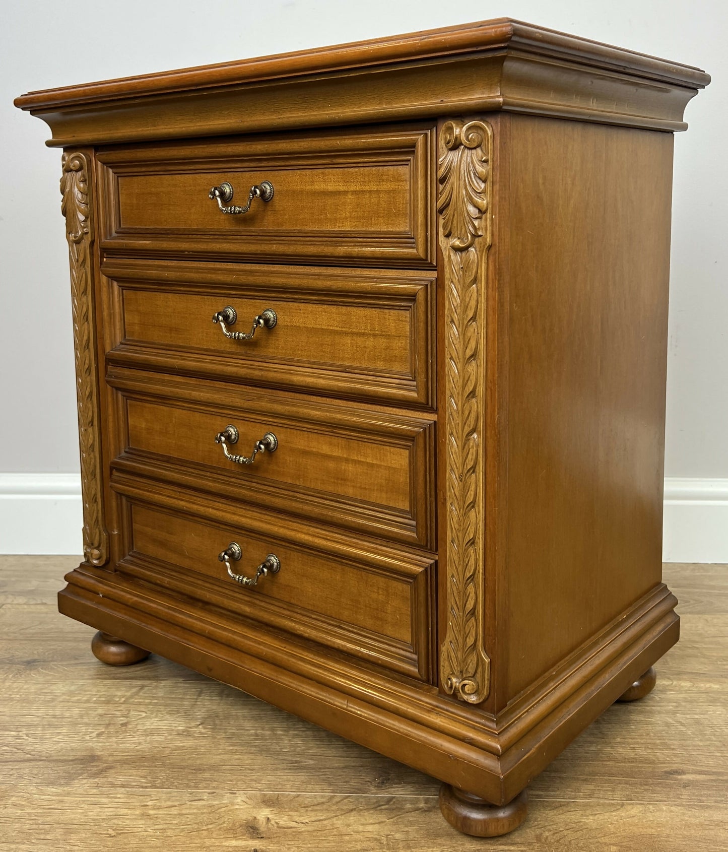 Pair of Bedside Tables Vintage French Nightstands 4 Drawers Cabinets LOT 6315