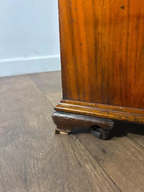 Edwardian Walnut Sheet Music Cabinet with Glass Door & Velvet-Lined Shelves