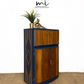SOLD commissions available Navy Blue and Gold Art Deco Walnut Drinks Cabinet, cocktail cabinet, bar, sideboard, refurbished