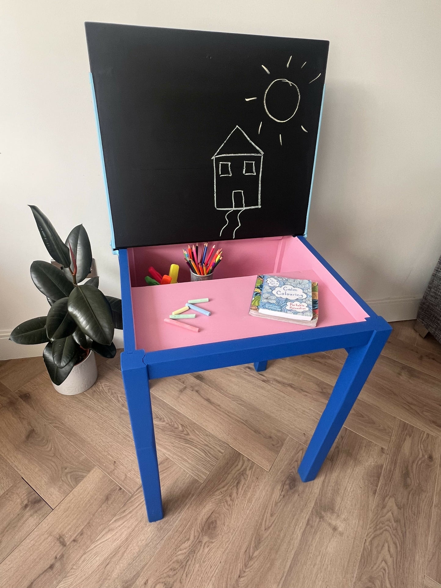 Upcycled Vintage School Desk | Chalkboard Lid & Storage Compartment | Kids Desk