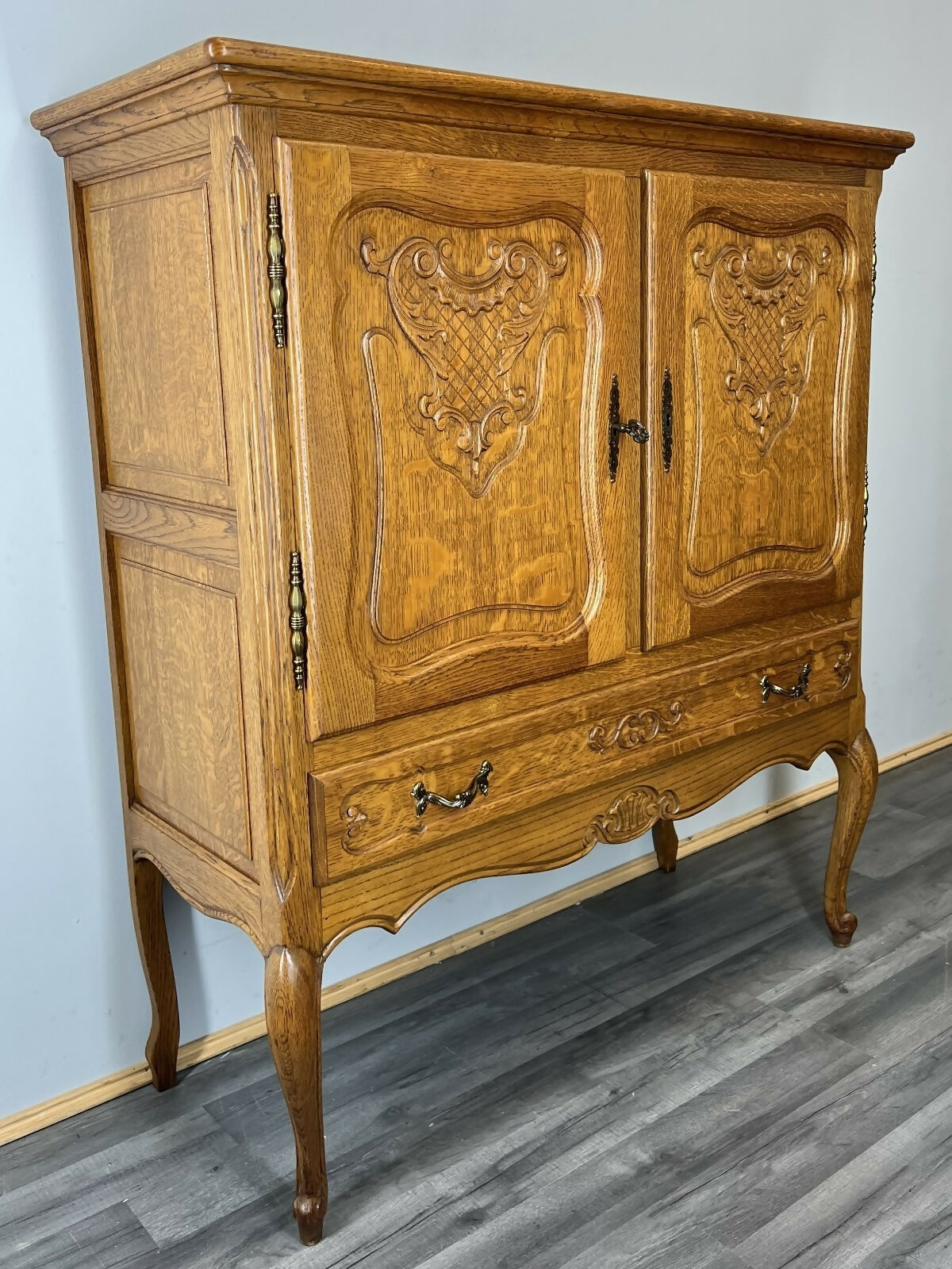 Cabinet Vintage French Louis XVI Oak Sideboard Carved Panels Cupboard LOT 4332
