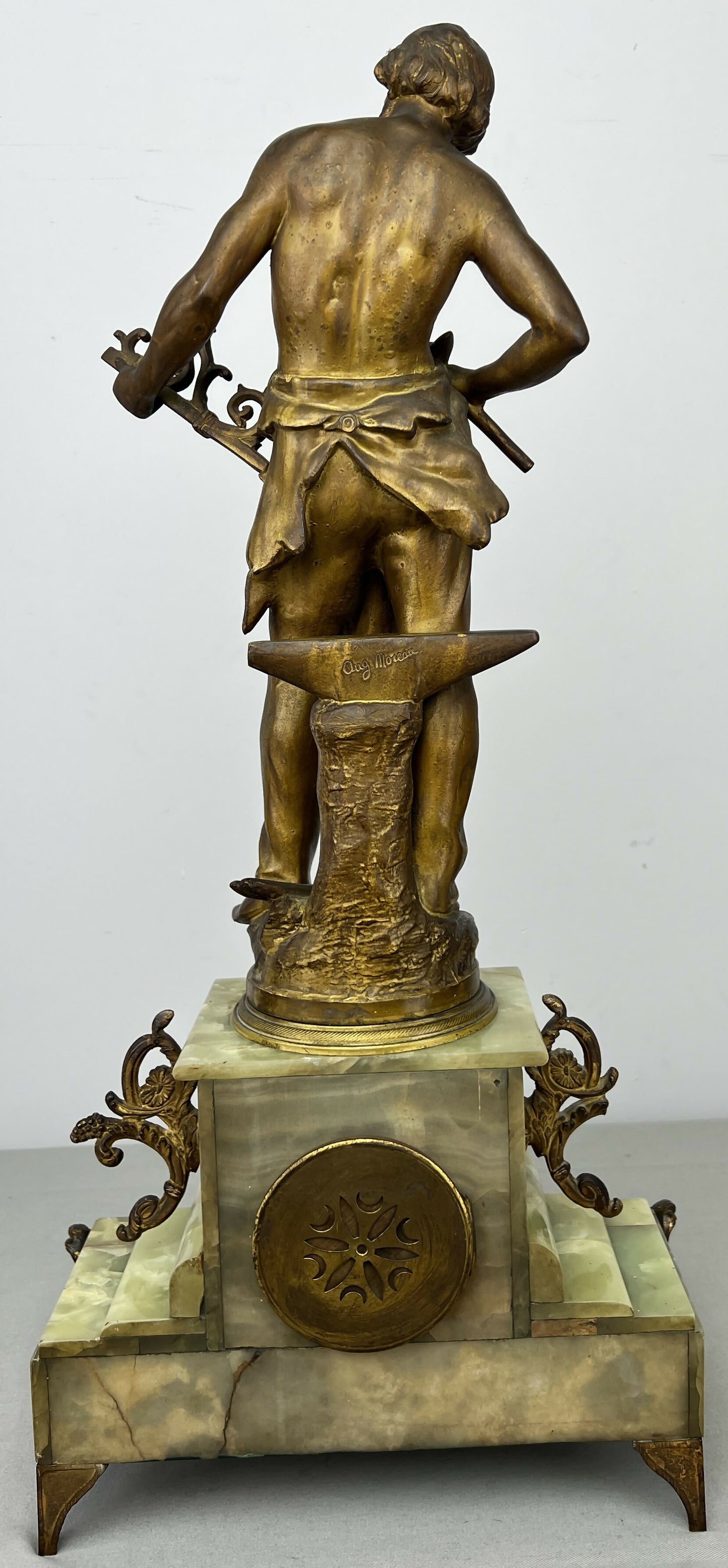 Clock Antique French Ornate Figural Marble Forgeron Mantel Clock LOT 6479