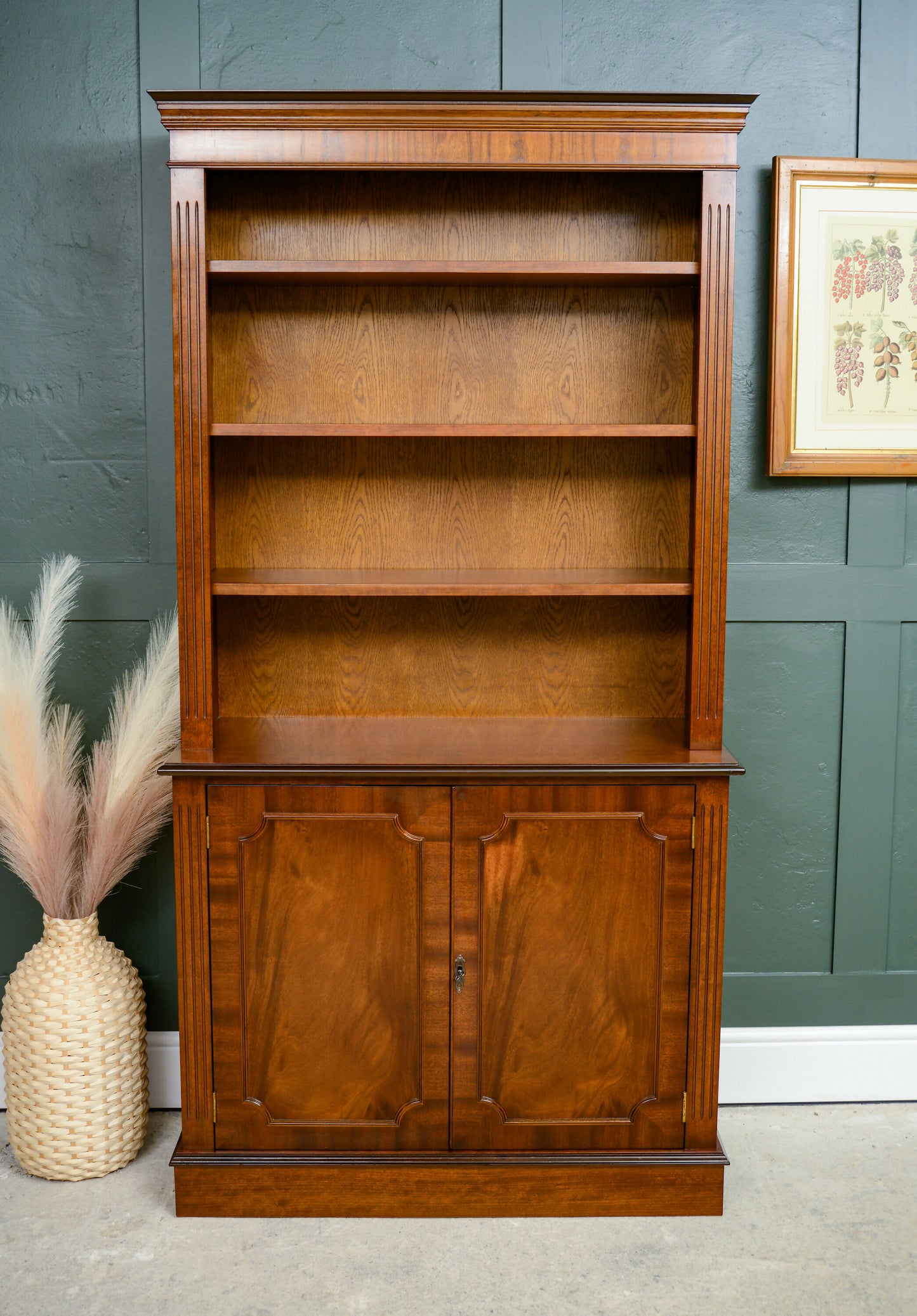 Georgian Style Open Fronted Bookcase Display Cabinet - Mahogany