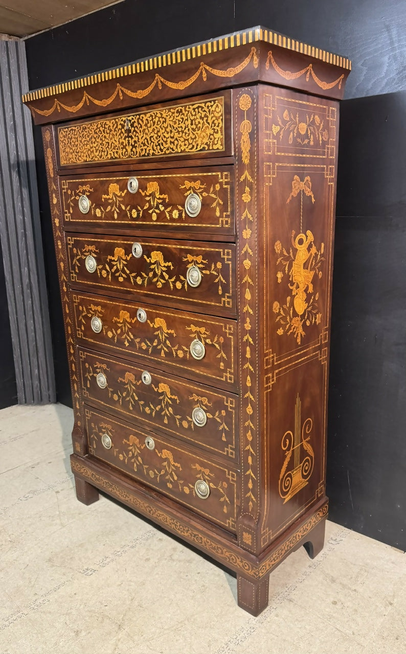 Stunning 18th Century Dutch Marquetry Chest of Drawers
