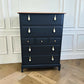 Stag minstrel black chest of drawers vintage tallboy with exposed wood top