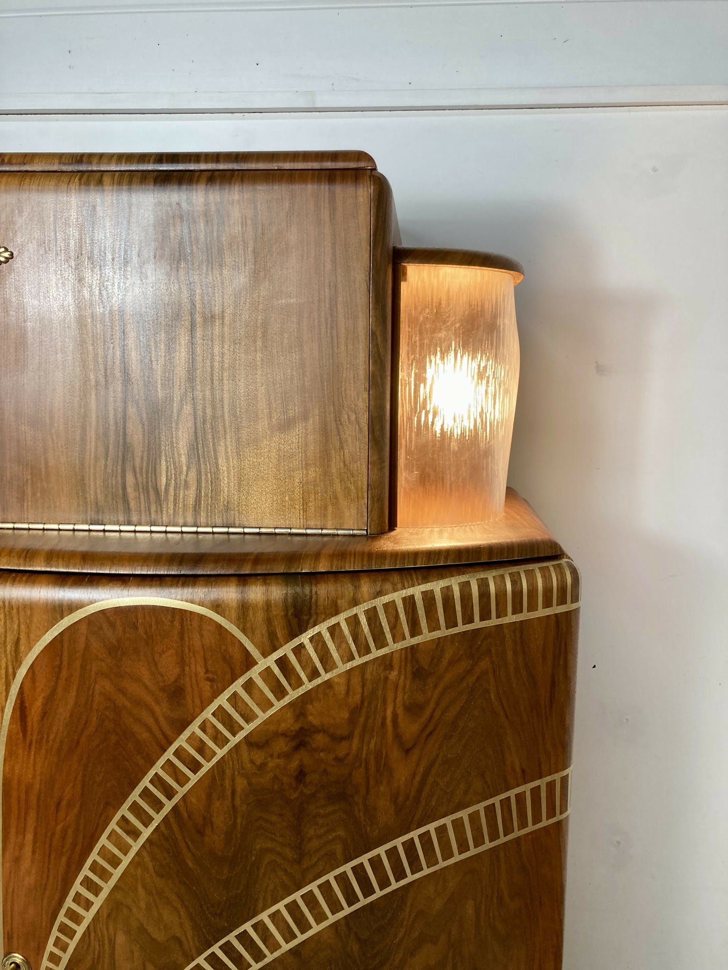 Large Art Deco Walnut Cocktail Cabinet with Design