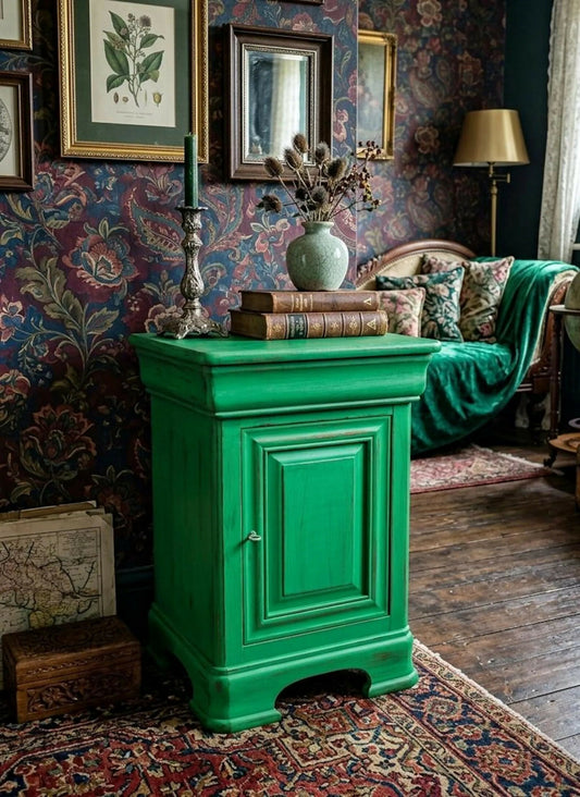Vintage Heritage Maximalist Cabinet with Hidden Drawer Distressed Black Side Table Lockable Antique Style Cupboard Small Entryway storage