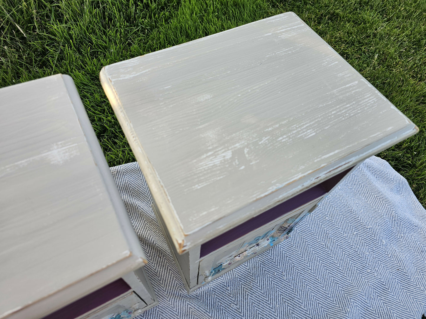 Hand Painted Pine Bedside Cabinets