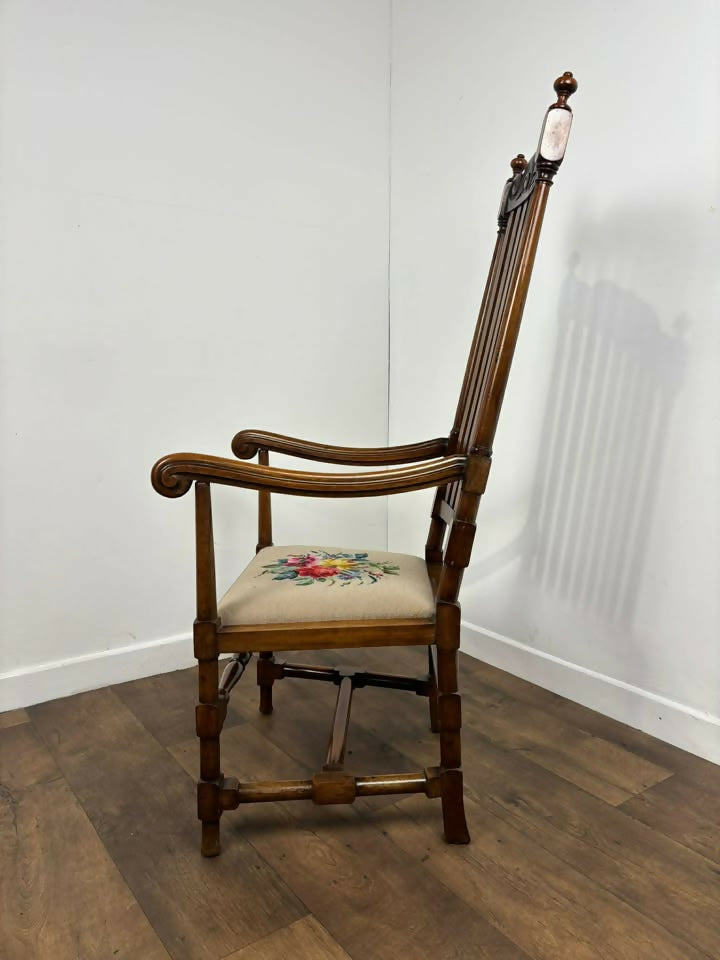 Reproduction Bar Back Mahogany Framed Armchair