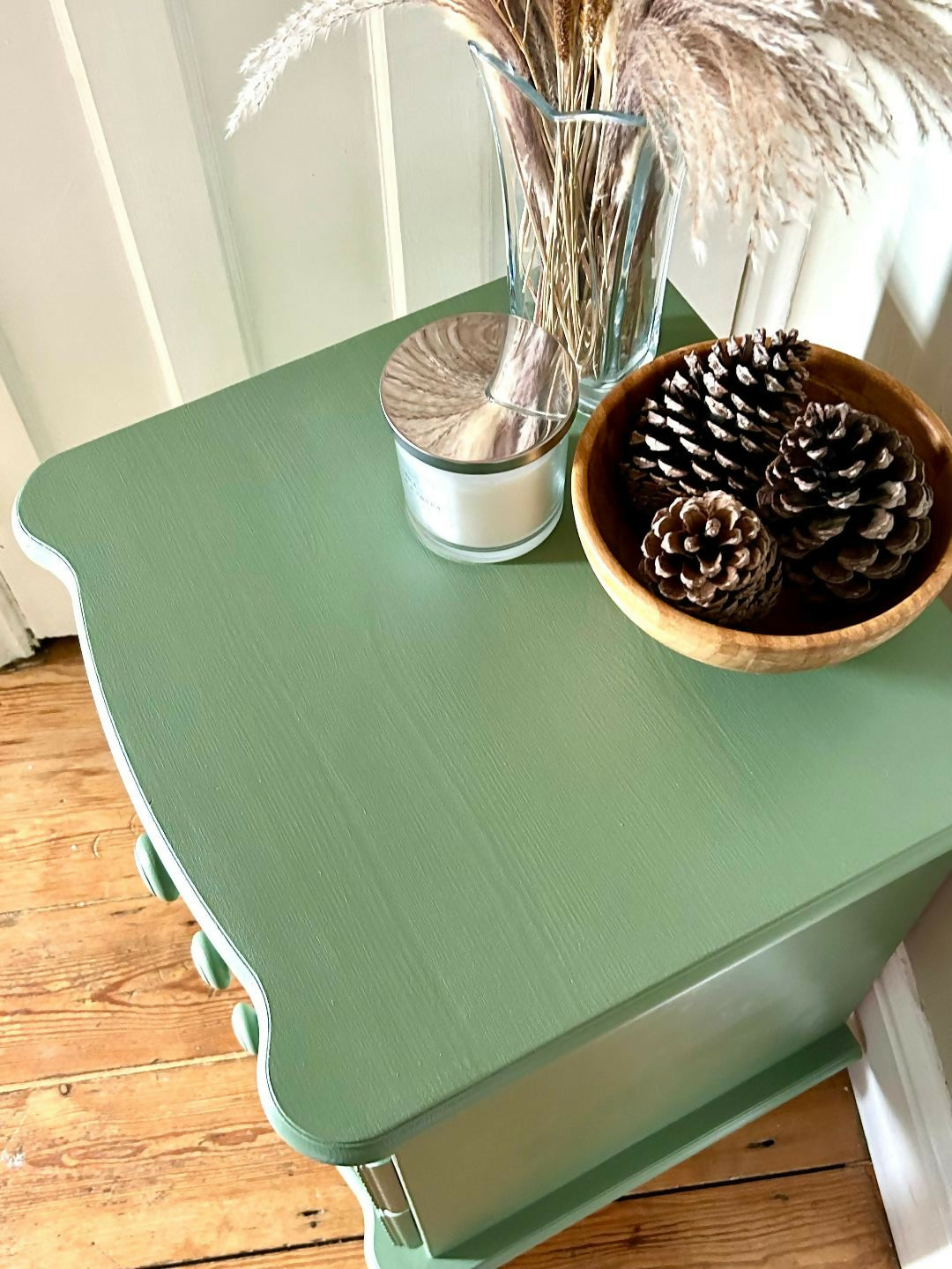 Textured Bedside Table - Green