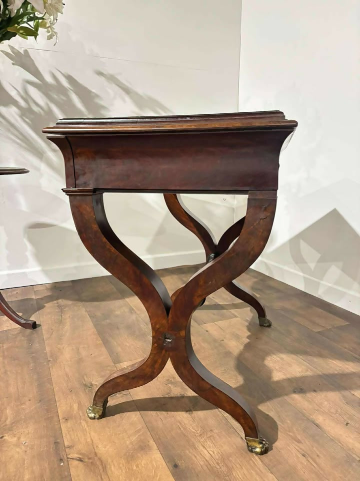 Antique Mahogany Writing Desk with Brass Claw Feet – Full of Character